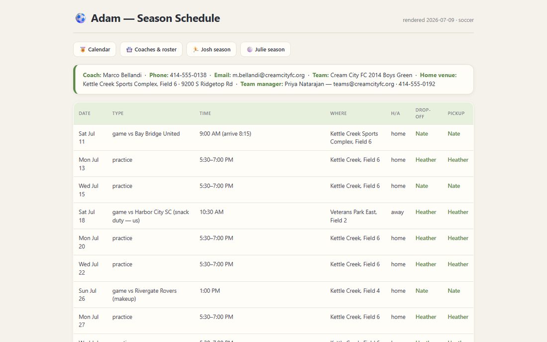 Adam's printable season page — soccer